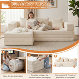 96" Boneless Couch for Living Room,Oversized Modular Sectional Sofa Bed,Modern Folding Cloud Couch with L-Shape Chaise,Convertible Sleeper Sofa,Corduroy Futon for Small Spaces Apartment,No Assembly