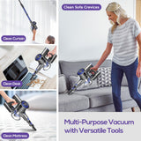 Comvtu Cordless Vacuums, 80,000PRM Powerful Motor Vacuum Cleaner and 2200mAH Rechargeable Battery up to 35 Mins Worktime, 2 Adjustable Modes, Detachable Parts, Wireless Stick Vacuum (Deep Blue)