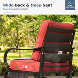 MFSTUDIO 5 Piece Metal Patio Furniture Set with Red Cushion