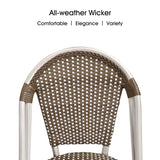 PURPLE LEAF Patio French Bistro Dining Chairs Set of 2, White Finish, Brown