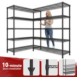 REIBII 73''W Shelf 1650 LBS Storage Shelves 5-Tier Metal Shelving Wire Shelving Unit, Adjustable Heavy Duty Metal Shelves Wire Shelf for Pantry Kitchen Industrial Commercial,17.7" D x 73" W x 71" H