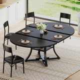 Itaar Round Extendable Dining Table Set for 4-6 People, 5-Piece Kitchen Table Set with 4 Cushion Chairs