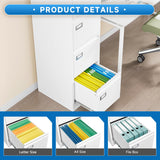 BYNSOE 4 Drawer File Cabinet with Lock Metal Vertical File Storage Cabinet Office Home Steel Vertical File Cabinet for A4 Legal/Letter Size Narrow File Cabinet Locked,Assembly Required