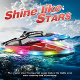JOI MEW RC Boat for Kids with LED Lights, 2.4Ghz Remote Control Racing Boats for 8-12,Toy Water Boat for Pools & Lakes with Waterproof,Rechargeable Battery, for Boys Girls RED