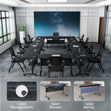 Mobile Folding Conference Table on Wheels, Modern Flip Top Stackable Training Tables