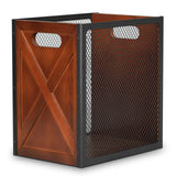 4.5 Gallon Office Trash Can, Wood Small Waste Basket with Iron Mesh, Decorative Garbage Can for Home Office, Kitchen, Bedroom, Living Room Bathroom