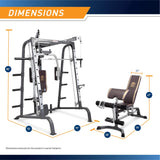 Marcy Power Cage, 1900 lbs Multi-Functional Smith Machine Cage System for Home Gym Training, with Leg Developer, Press Bar, and Squat Rack, Silver MARCY