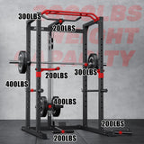 JELENS Power Cage, 2000LBS Multi-Function S11 Power Rack with LAT Pulldown, Squat Rack with Pulley System and More Training Attachments (Weight Bench Package)