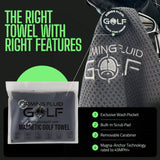Multi-Function Magnetic Golf Towel - Exclusive Wash Pocket- Scrub Pad Cleaner - Magnet for Golf Cart or Clubs (16" x 24" Blue)