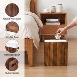 iEGrow 3 Gallon Wooden Trash Can, Small Wood Waste Basket with Liner Acacia