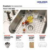 Houzer Stainless Steel 2522-8BS3-1 Glowtone Series Kitchen Sink - 25" Topmount Drop In Multipurpose Sink, Single Bowl Basin, 3 Hole, Ideal for Workstation, RV, Outdoor Kitchen, or Bar