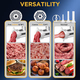 #32 Commercial Meat Grinder, Electric Heavy Duty Meat Grinder Machine Stainless Steel, 1.5 HP 1100W Sausage Stuffer with 4.5mm/10mm Grinding Plates