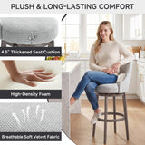 Mapleyard 26 Inch Swivel Upholstered Velvet Bar Stools Set of 4, Sage Grey
