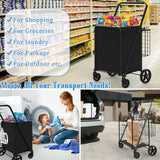 Heavy Duty Folding Shopping Cart for Groceries, Jumbo Grocery Carts with 360° Swivel Wheels, Waterproof Bag, Portable Utility Trolley