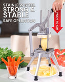 Ezcasch French Fry Cutter Commercial Potato Chopper Stainless Steel Vegetable Dicer Fruit Slicer for Onion,Cabbage,Carrots,Potato,Mushroom,with 4 Blades(1/4",3/8",1/2",8 wedge slice)