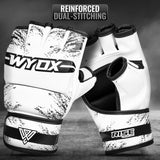 WYOX MMA Gloves Grappling Sparring, Boxing Gloves Men Women Muay Thai Martial Arts Training, Half Finger Adjustable Mitts Wrist Support Kickboxing Gloves, Cage Fighting Punching Bag Gloves WYOX