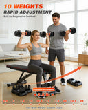 Rendpas Adjustable Dumbbells Set of 2, 1-Sec Adjustable Weights Dumbbells Set, 10 in 1 Dumbbell Set with Anti-Slip Texture Handle, Weight Set For Home Gym Suit both Men and Women
