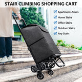 KEDSUM 2 in 1 Grocery Cart on Wheels for Stairs, 60L/300LBS Shopping Carts for Groceries, Stair Climbing Cart, Black