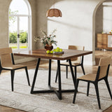 Tribesigns Square Dining Table Set of 4, 31.5" Industrial Dinner Table with Metal Base, Kitchen Table for Dining Room, Small Space, Apartment, Rustic Brown & Black (Chairs are not Included)