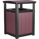 LuxCraft Poly Outdoor Trash Can, Garbage Can Outdoor - Durable All Weather Commercial Trash Can & Residential Outdoor Trash Bin for Patio Pool Park Business and Personal (Cherrywood & Black)