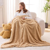 NEWCOSPLAY Super Soft King Blanket Brown Premium Silky Flannel Fleece 3D Waffle Checkered Lightweight Bed Blanket All Season Use (Brown, King(90"x110"))