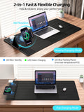 Mouse Pad with Magnetic Wireless Charging & Adjustable Phone Stand, 31.5"x15.8" Extended Desk Mat, Waterproof Ultra-Smooth Keyboard Pad, Non-Slip Base, with 20W PD Adapter, Black