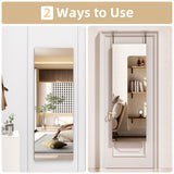 Hasipu Door Mirror Full Length, 47"x 15.8" Full Body Over The Door Hanging Wall Mounted Mirror for Bedroom, Living Room, Cloakroom, Square Black
