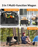 Raynesys 3 in 1 Collapsible Wagon Converts to Bench, 220lbs Foldable Wagon Cart with Wheels, 120L Shopping Cart, Black