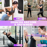 WIKDAY Exercise Resistance Bands with Handles for Working Out 100 Lbs Purple Workout Bands Set with Door Anchor for Woman Physical Therapy, Yoga, Pilates