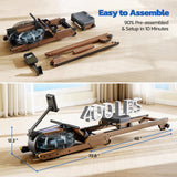 Dripex Water Rowing Machines for Home, Foldable Row Machine with 400LBS Weight Capacity, Rower Machine with Dedicated LCD Monitor, Comfortable Seat, Bluetooth App Compatible for Home Gym Exercise