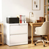SAWJEC 2 Drawer File Cabinet with Lock, White Metal Lateral Filing Cabinet