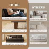 Gericco Mid Century Modern 89" 3-Seater Couch for Living Room, Brown