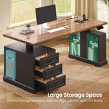 SEDETA Farmhouse Electric Standing Desk, 63" Height Adjustable Computer Desk with 3 Drawers