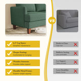 Busaurus 3 Seater Sofa Couch with Deep Seats, 89" Mid Century Modern Upholstered Sofa with Armrests, Comfy Couches for Living Room, Bedroom, Apartment and Office (Green)