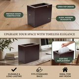 Varnuix Bamboo Trash Can with Bin Liner Built-in Frame and Premium Lid - Wooden Bathroom Trash can, Bamboo Wastebasket for Bathroom, Bedroom, Living Room, Kitchen or Office (Walnut)