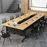 Folding Conference Table 6ft, Rectangular Mobile Meeting Room Desk with Silent Caster Wheels, Metal Frame, Large Foldable for Study Working