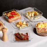 Set of 2 Glass Casserole Dish With Glass Lid, Square 6in x 6in Glass Baking Dish Oven Safe, Mini Casserole Dish with Lid