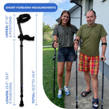 in-Motion Forearm Crutches | Spring Assist Crutches for Adults | Walking Crutch with Ergonomic Handle | Articulating Tips | Size Short (4'2" - 5'5") | Lightweight & Durable | Charcoal | 350lb Capacity