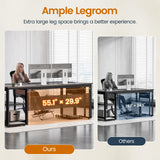 71 in Executive Desk with Power Outlets, Reversible L Shaped Computer Desk with File Drawers & Storage Shelves