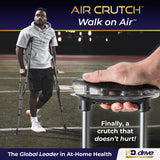 MD by Drive Air-Crutch Lightweight Walking Crutch, Adult Crutches for Walking with Comfortable Underarm Pads and Ergonomic Grips, Adjustable Height 4'7"-6'7", 300 lb Capacity, Gray