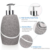 Bathroom Accessory Set,4 Pieces Bathroom Decor Accessories Complete Set Vanity Countertop Accessory Set,Includes Bathroom Soap Dispenser Set,Toothbrush Holder Set,Tumbler,Soap Dish,Grey Granite