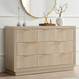 YANSNWO Modern Fluted Dresser and Nightstand Sets, Including 52" W 8 Drawer Dresser and Nightstands Set of 2 with Drawer & Charging Station, Bedroom Set for Home, White Alder