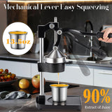 CVGVJY Cast Iron Manual Juicer Hand Press, Lemon Squeezer, Commercial-Grade Citrus Press Suitable for Oranges, Lemons, Limes, and Pomegranates Easy to Clean Includes Stainless Steel Cup, Black