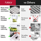 All-in-1 Vegetable Chopper, Mandoline Slicer & Cheese Grater - French Fry Cutter & Veggie Dicer (6 in 1, Black/White) fullstar