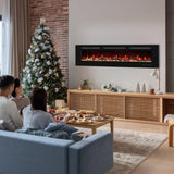 VINEMOUNT 48'' Electric Fireplaces Inserts, Recessed & Wall-Mounted Fireplace Heater with Thermostat, Multicolor Flames,Timer, Log & Crystal, 750/1500W, Black