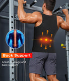 Junlan Sauna Suit for Men 2 in 1 Waist Trainer Sauna Shirt for Men Sweat Band for Stomach(Blue,Medium)
