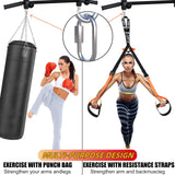Upgraded-Joist Mounted Pull Up Bar, 800 lbs Heavy Duty Wall Mounted Chin Up Bar, Adjustable Height Pullup Bar for Garage, Basement, Backyard, Beam and Rafter Mount, Easy Installation, Ideal for Multiple Grip Options