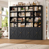 FACBOTALL 72.8" Large Bookshelf, Farmhouse Bookshelf with 8 Doors, Black