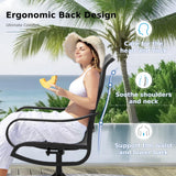 MFSTUDIO Patio Table and Chairs Set with Umbrella Hole, Outdoor Dining Set for 6 with Swivel Chairs, Outdoor Patio Furniture Set for Deck, Backyard, Poolside & Garden