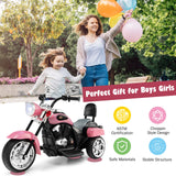 Costzon Kids Motorcycle, 6V Battery Powered Ride on Chopper Motorcycle w/Horn, Headlight, 3-Wheel Stable Ride on Toys, Electric Toddler Motorcycle for Kids, Gift for Boys Girls (Pink)